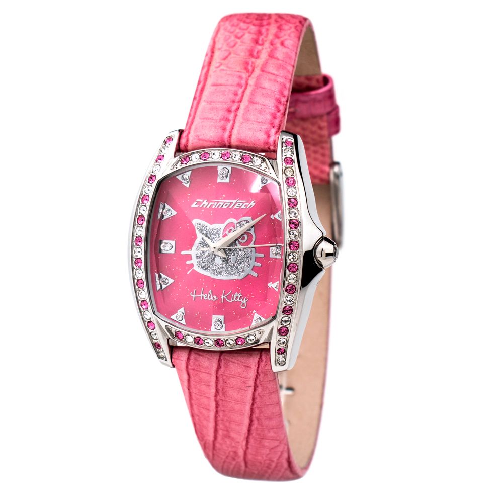 Chronotech Women's Watch, Vibrant Pink Dial, Pink Leather Strap