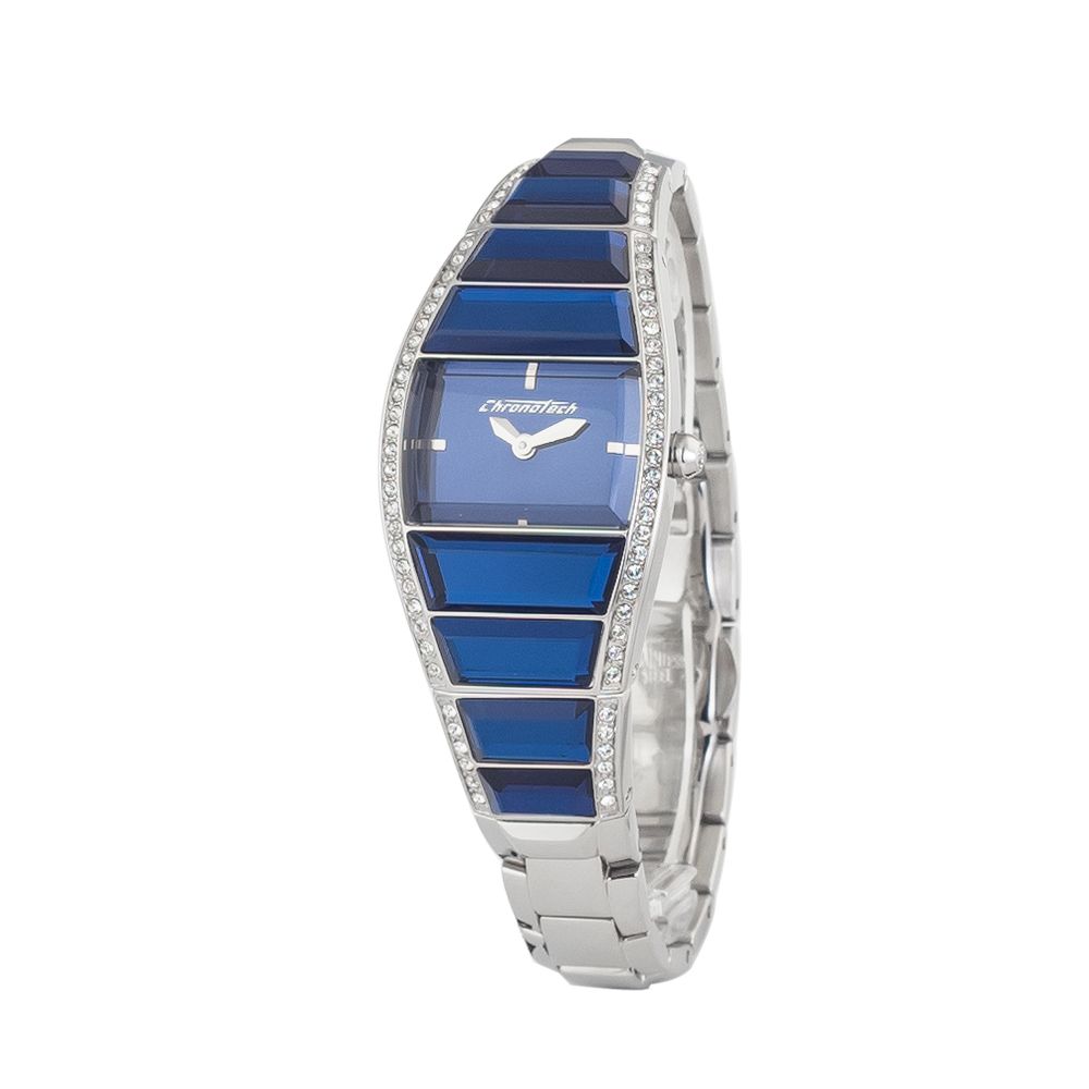 Chronotech Watch, Bold Blue Dial, Silver Steel Bracelet