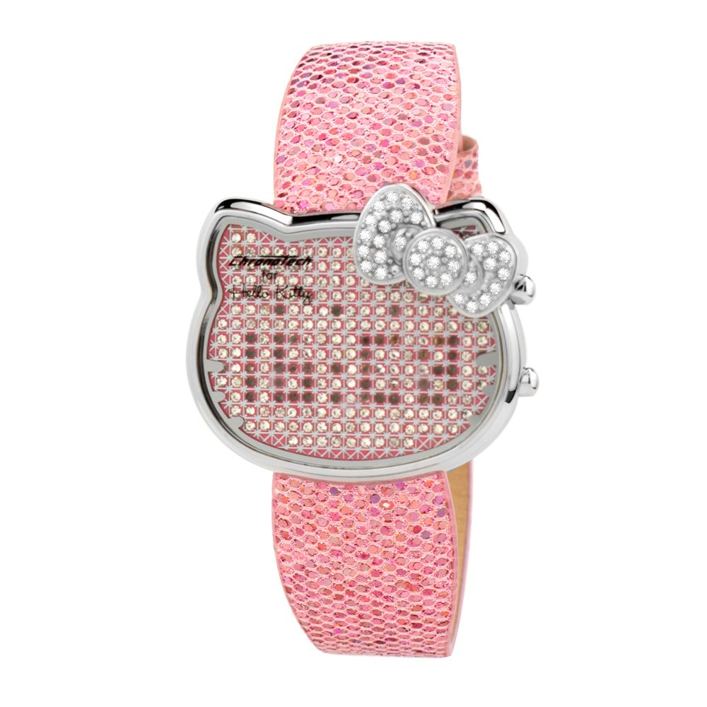 Chronotech Women’s Watch, Digital Dial, Pink Leather Strap