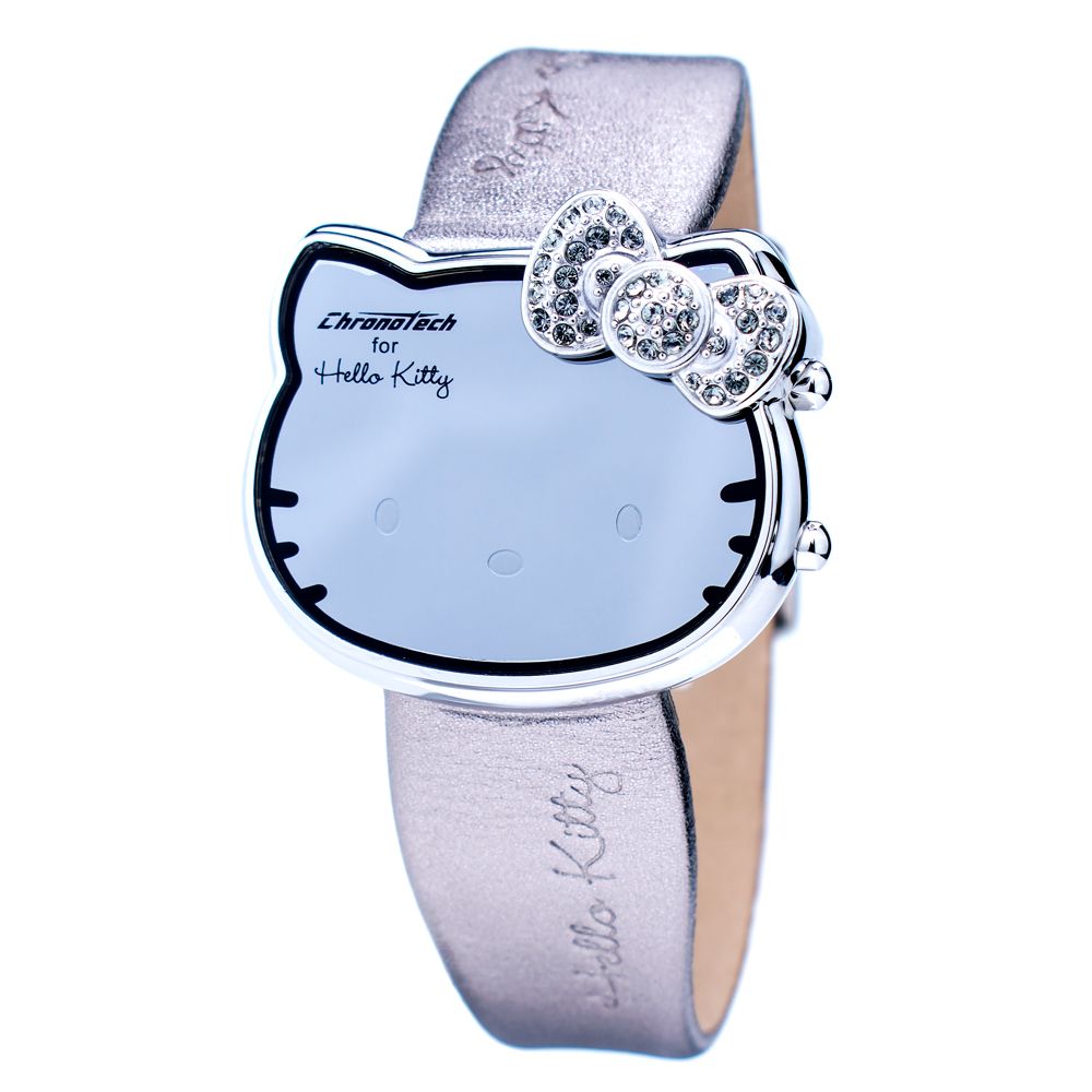 Chronotech Watch, Digital Display, Silver Leather Strap