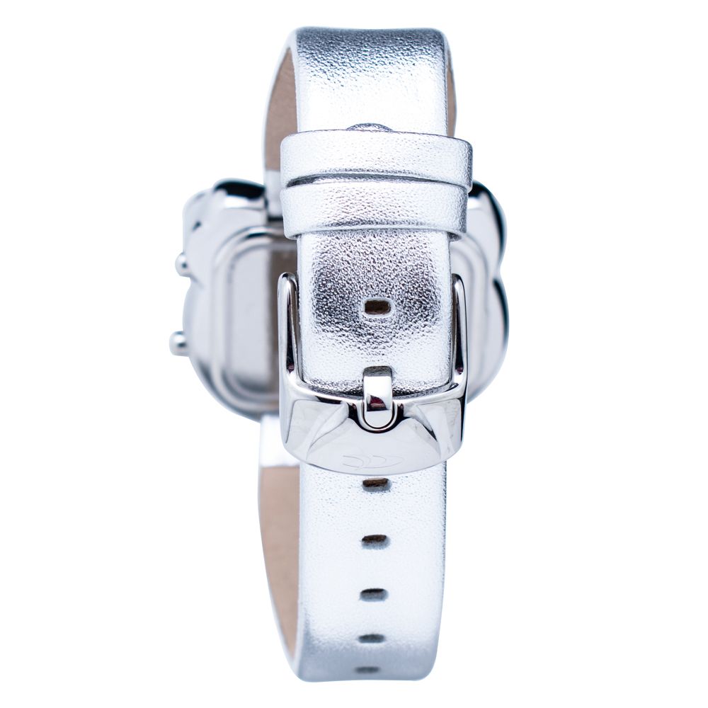Chronotech Watch, Digital Display, Silver Leather Strap