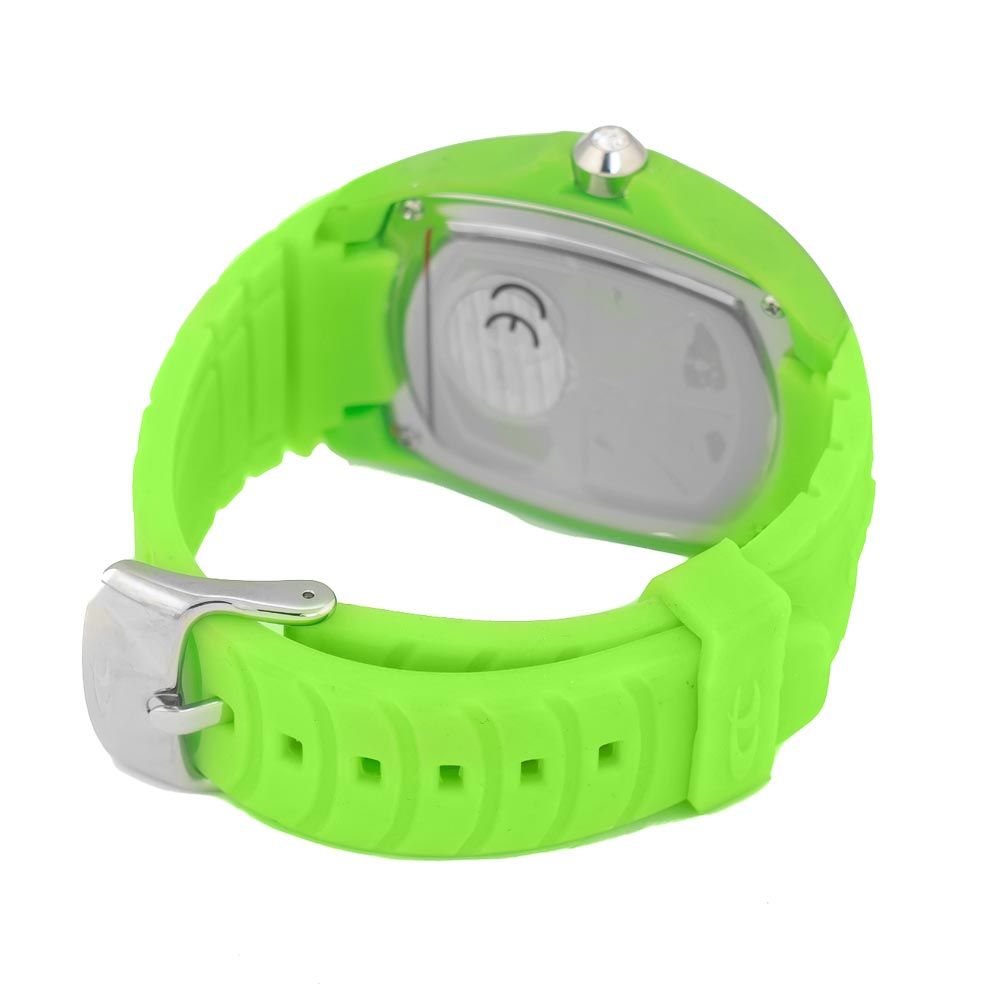 Chronotech Women's Watch, Silver Dial, Green Rubber Strap
