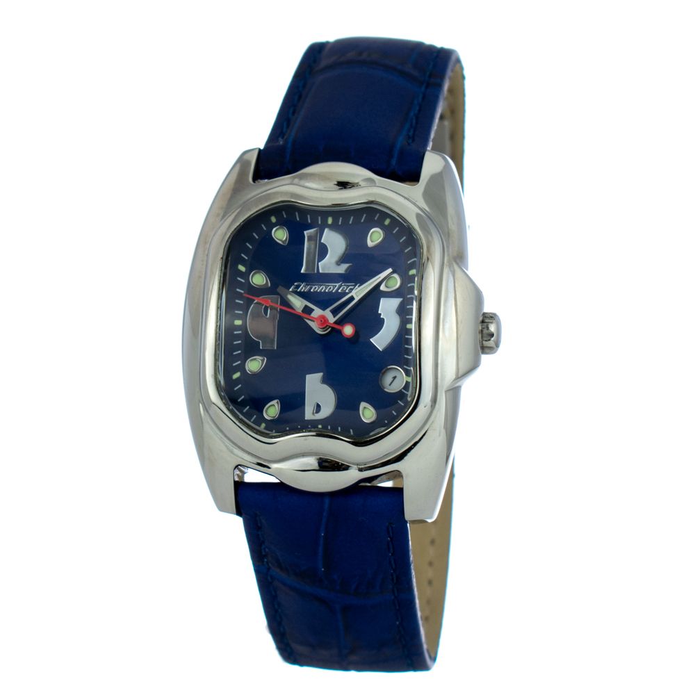Chronotech Women's Watch, Bold Blue Dial, Blue Leather Strap