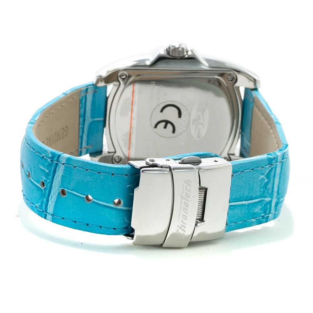 Chronotech Watch, Bold Blue Dial, Blue Leather Strap