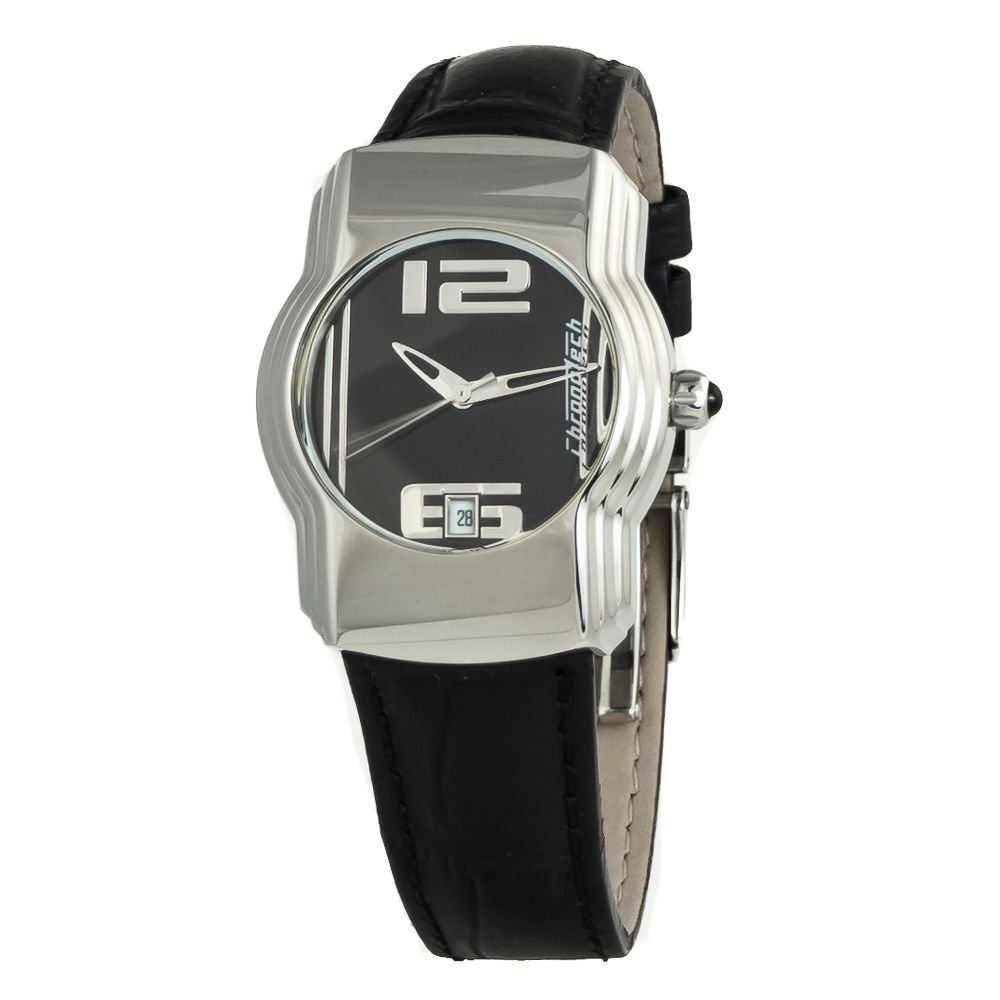Chronotech Watch, Analog Dial, Black Leather Strap