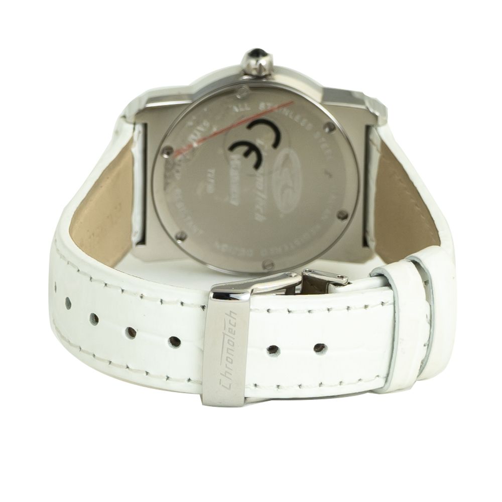 Chronotech Women’s Watch, Elegant White Leather, 33mm Dial