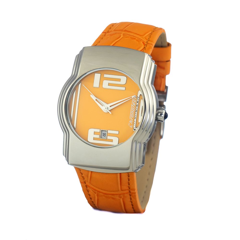 Chronotech Women's Watch, Vibrant Orange Dial, Leather Strap
