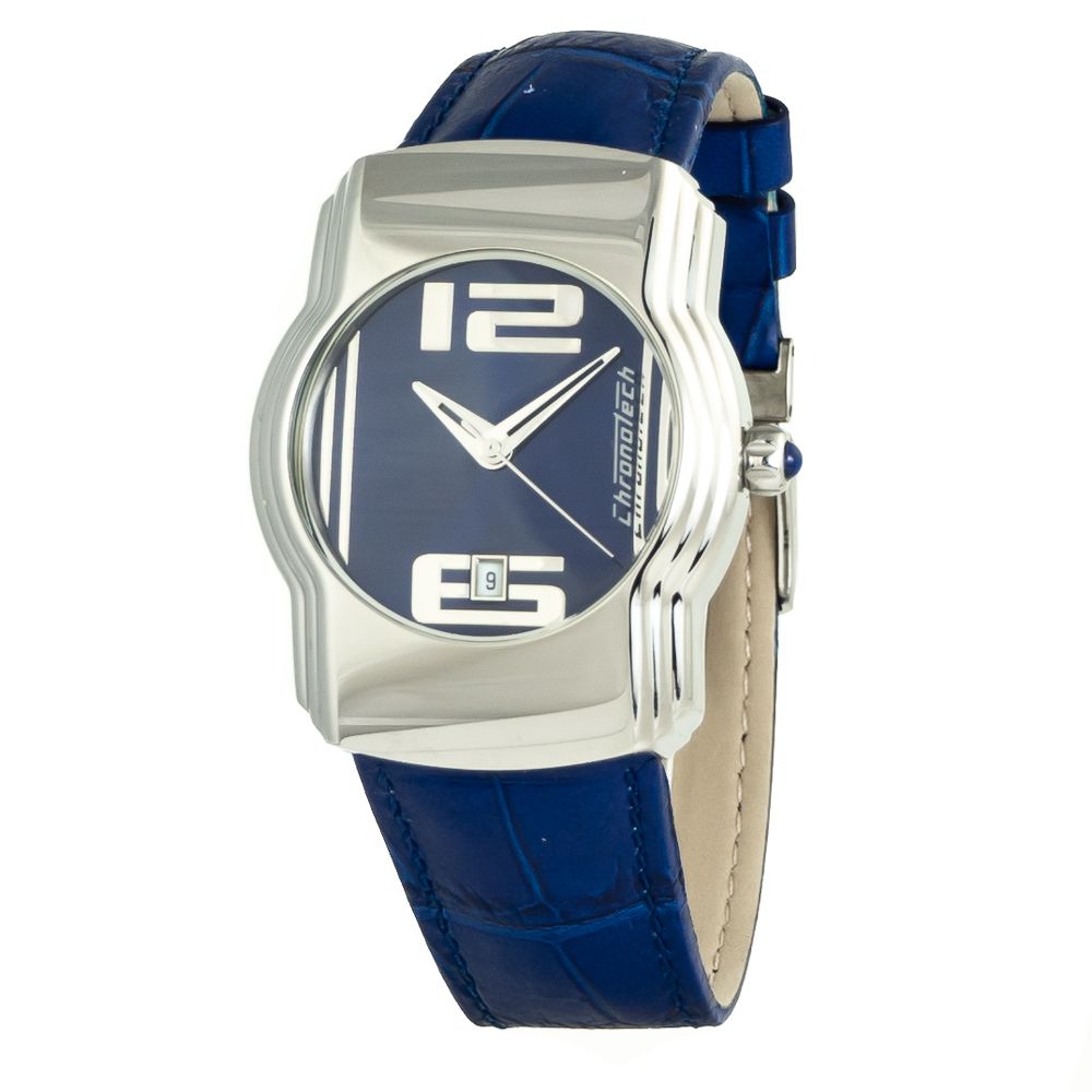 Chronotech Watch, Multifunctional Dial, Blue Leather Strap