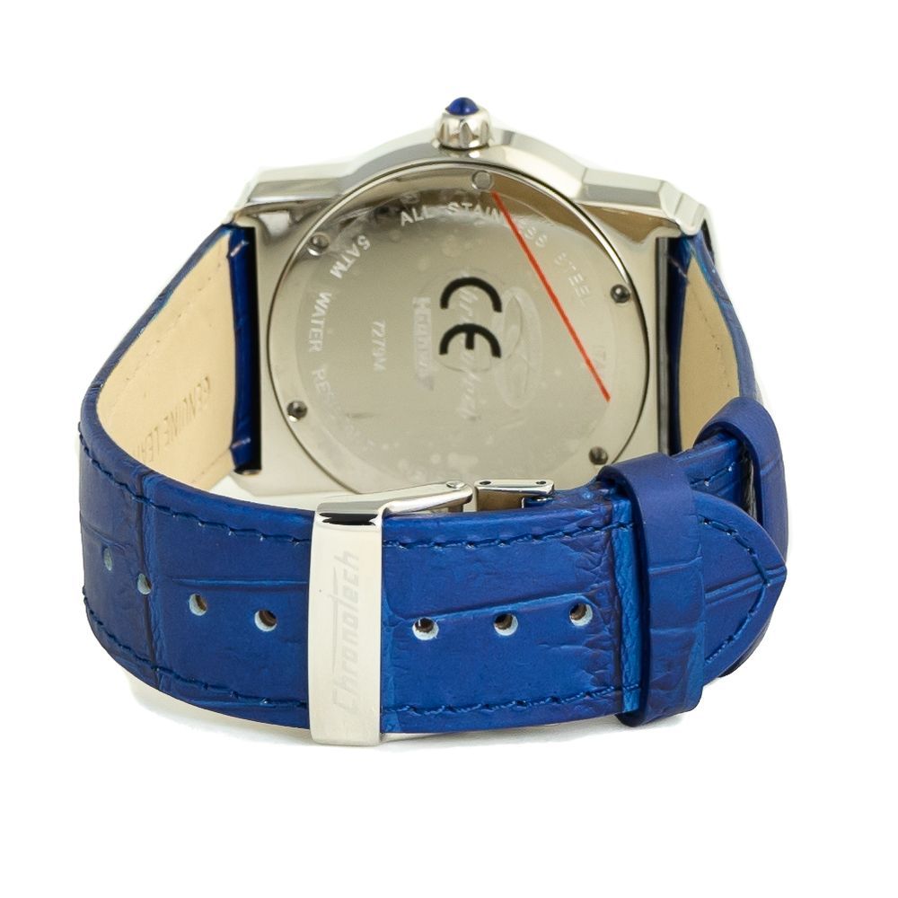Chronotech Watch, Multifunctional Dial, Blue Leather Strap