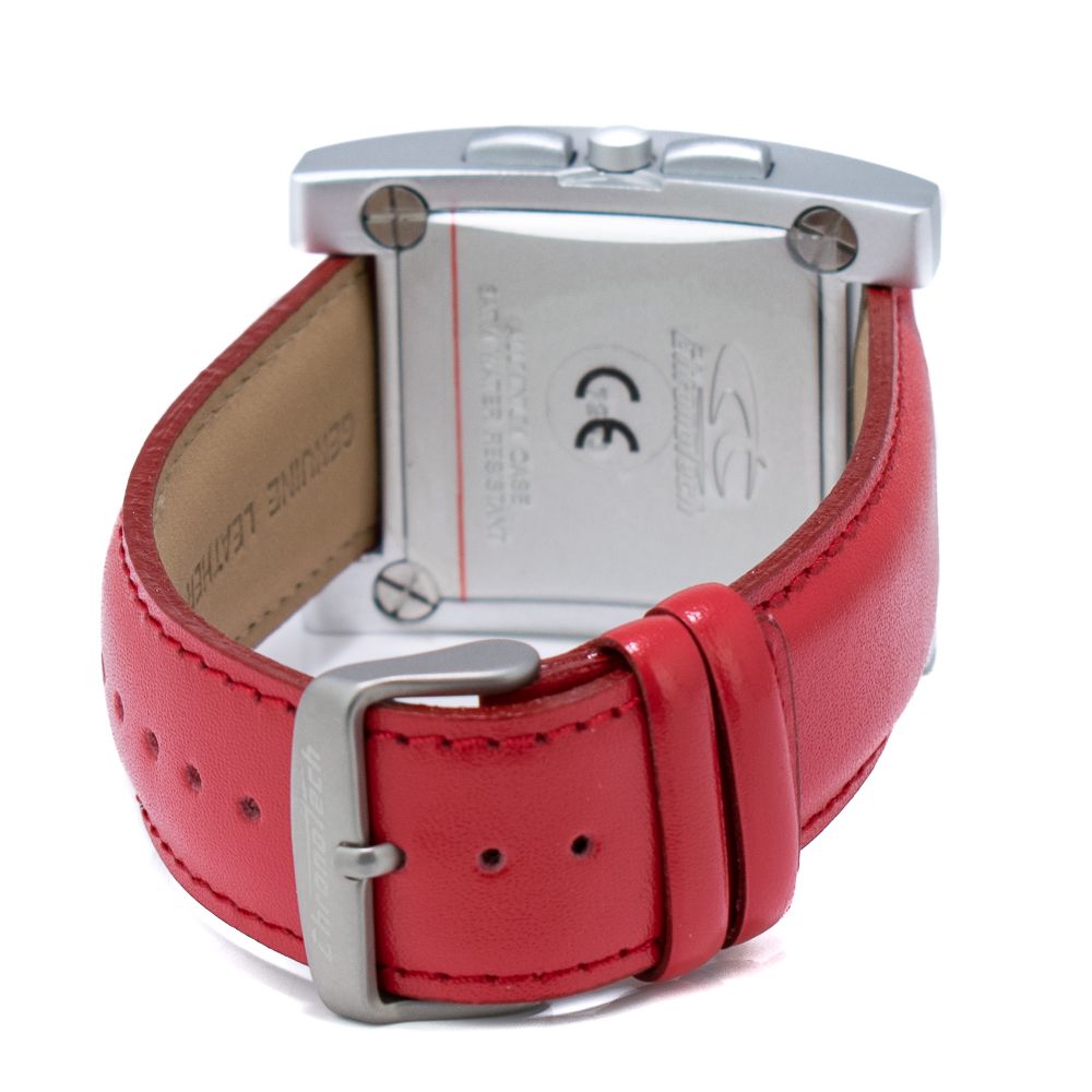 Chronotech Watch, Moon Phases Dial, Red Leather Strap