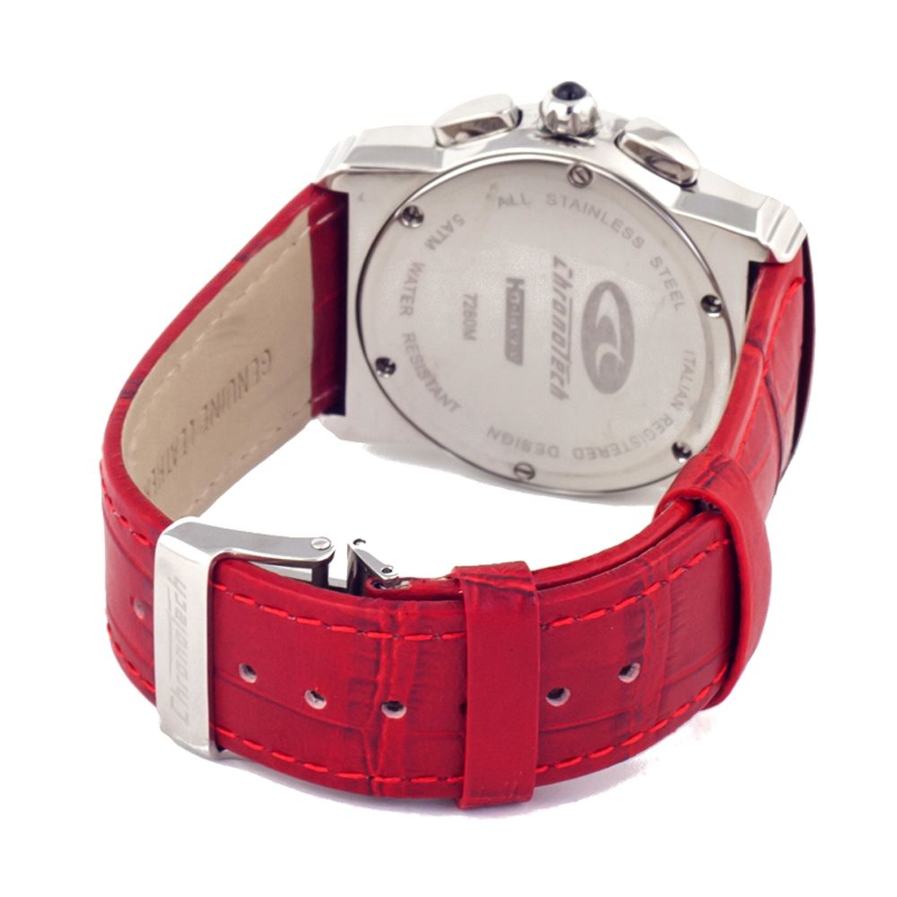 Chronotech Women’s Watch, Bold Red Dial, Red Leather Strap