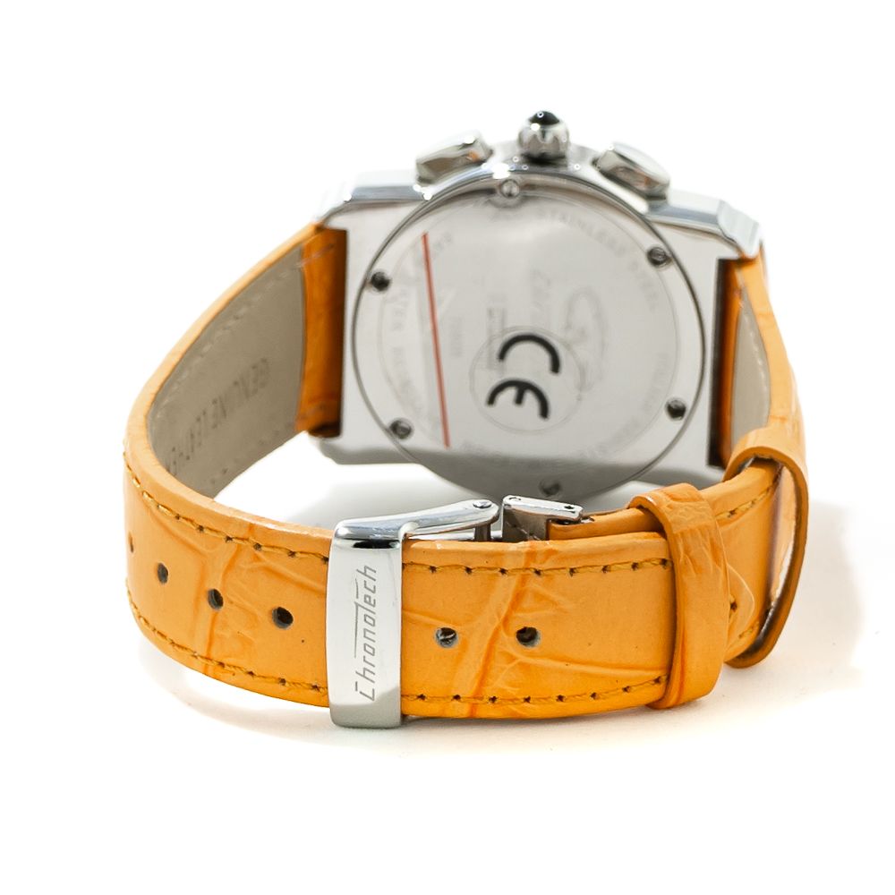 Chronotech Watch, Fine Heart Dial, Orange Leather Strap