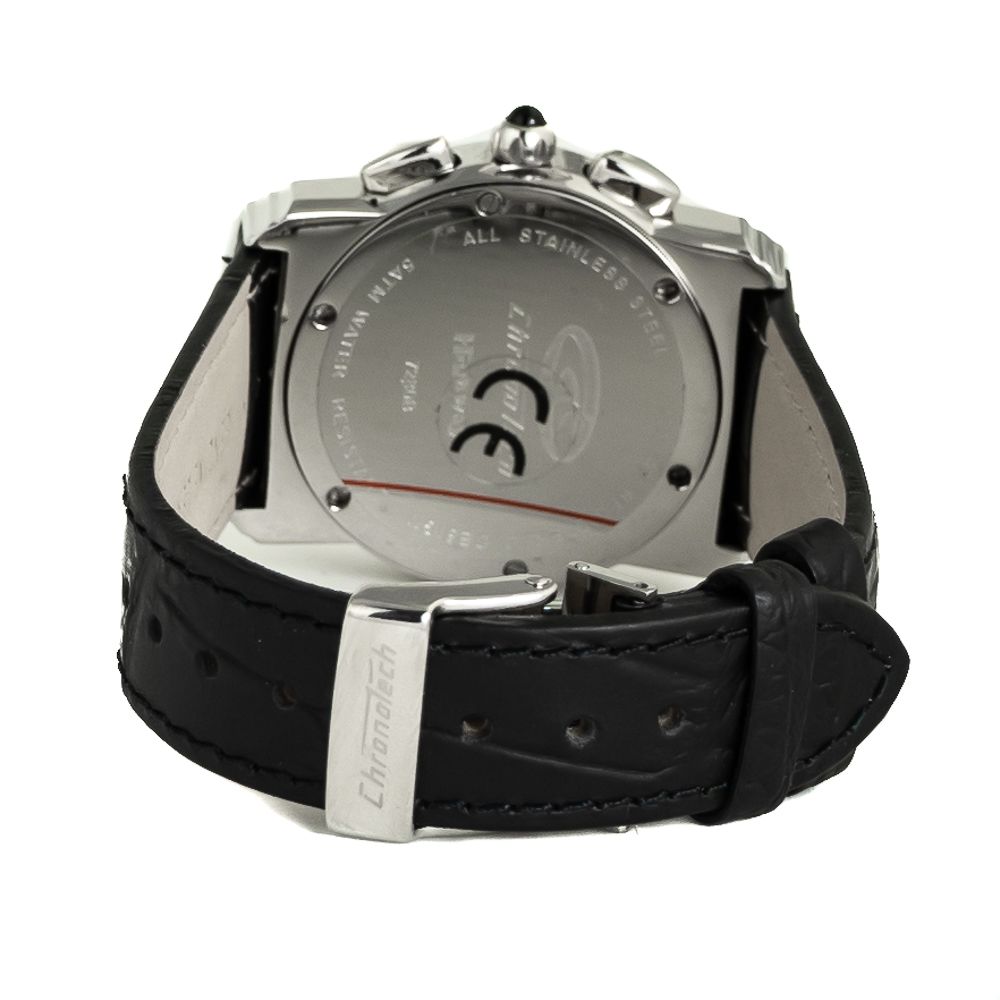 Chronotech Men's Watch, Lion King Dial, Black Leather Strap