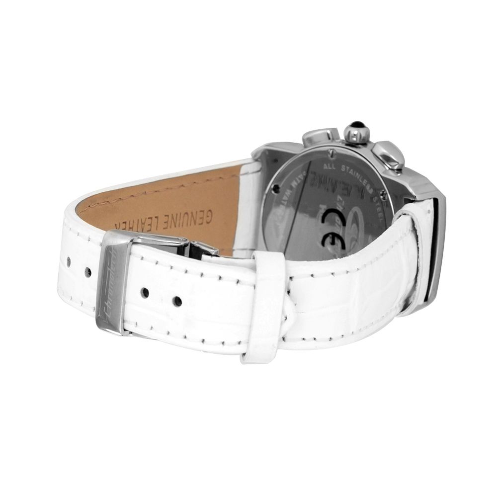 Chronotech Women’s Watch, Elegant Design, White Leather Strap