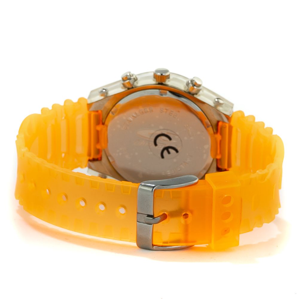 Chronotech Watch, Analog Dial, Orange Rubber Strap