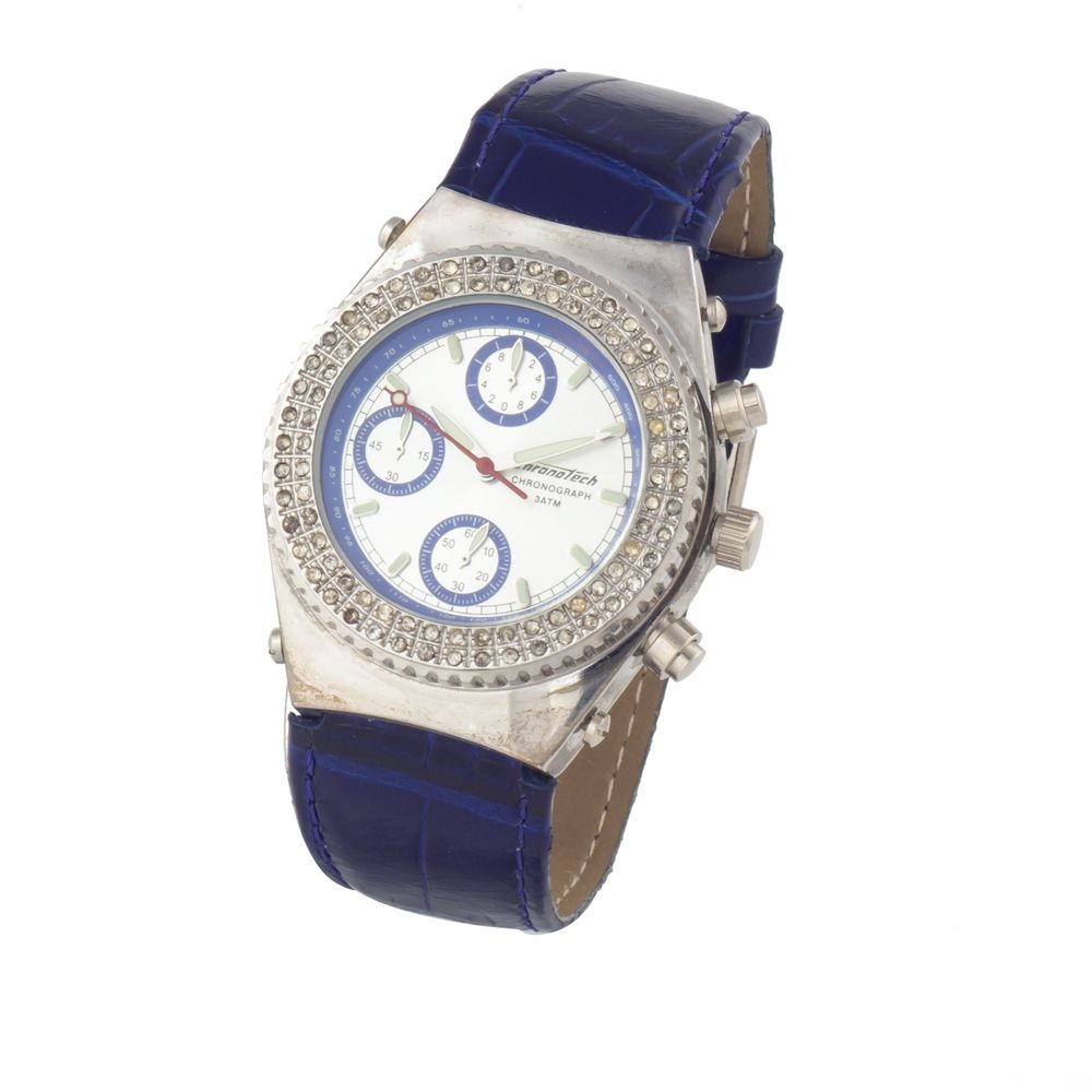 Chronotech Watch, Analogue Display, Blue Leather Strap