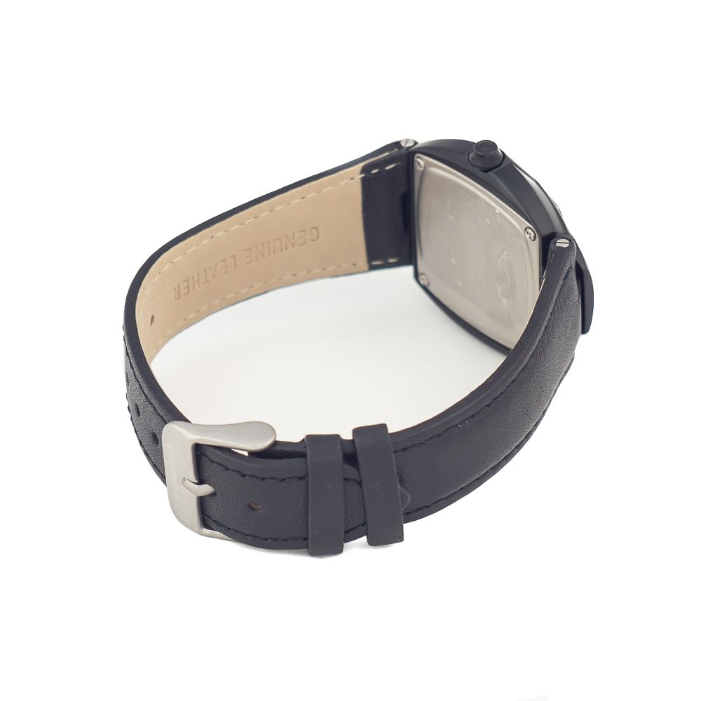 Chronotech Women's Watch, Stylish Silver Dial, Black Leather Strap