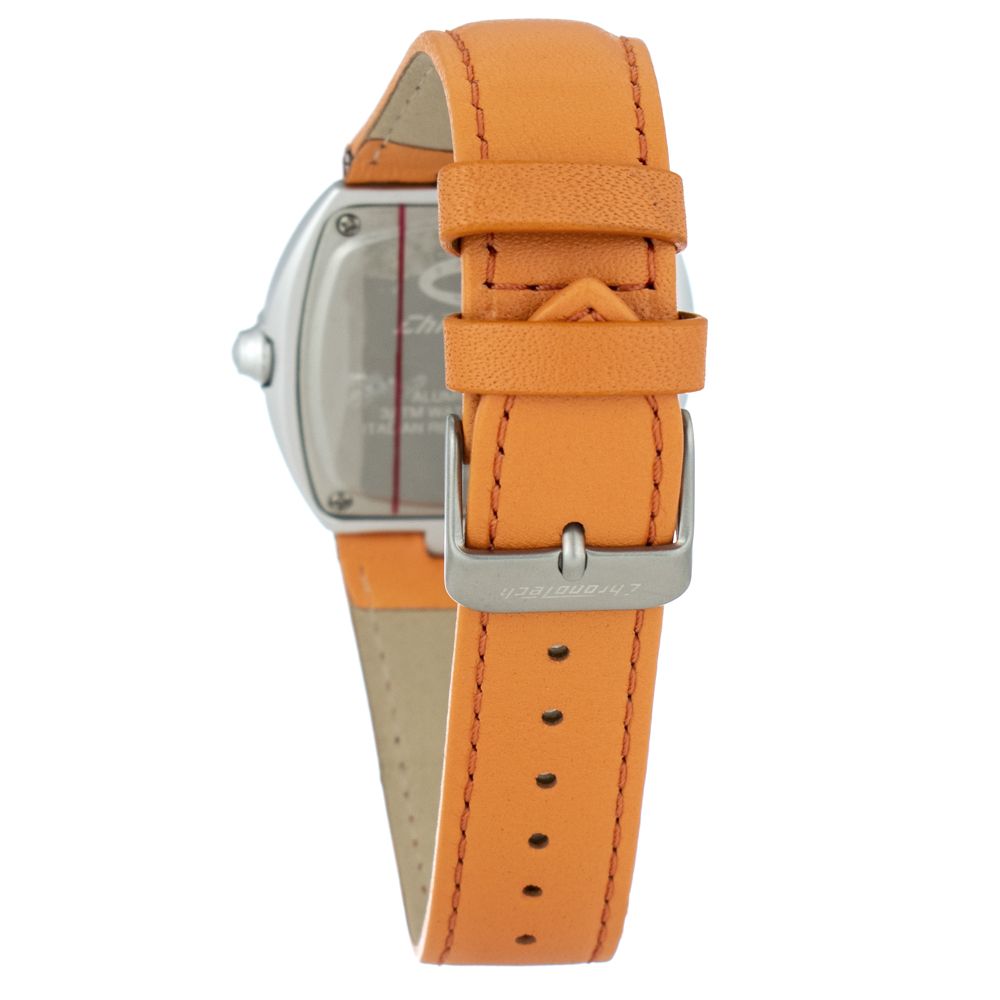 Chronotech Watch, Bold Orange Dial, Grey Aluminium Case with Leather Strap