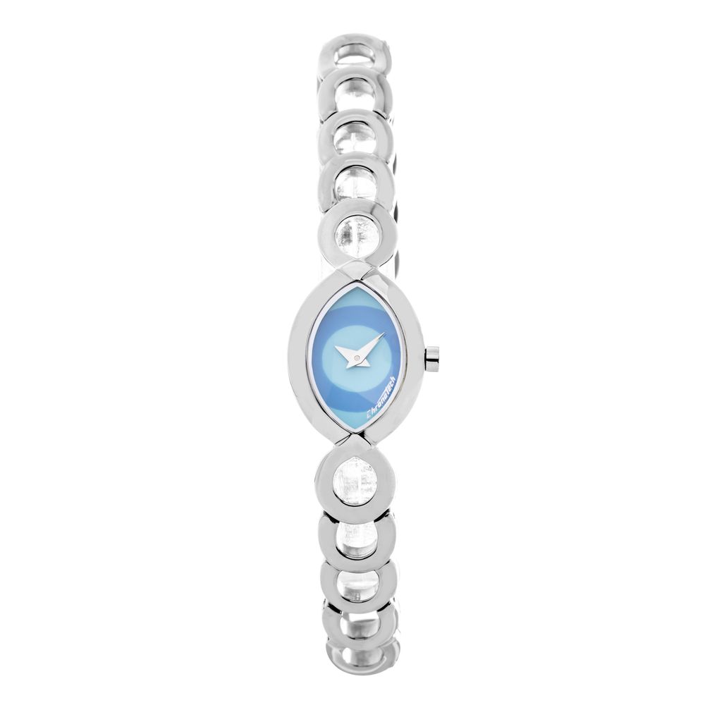 Chronotech Watch, Bold Blue Dial, Silver Steel Bracelet