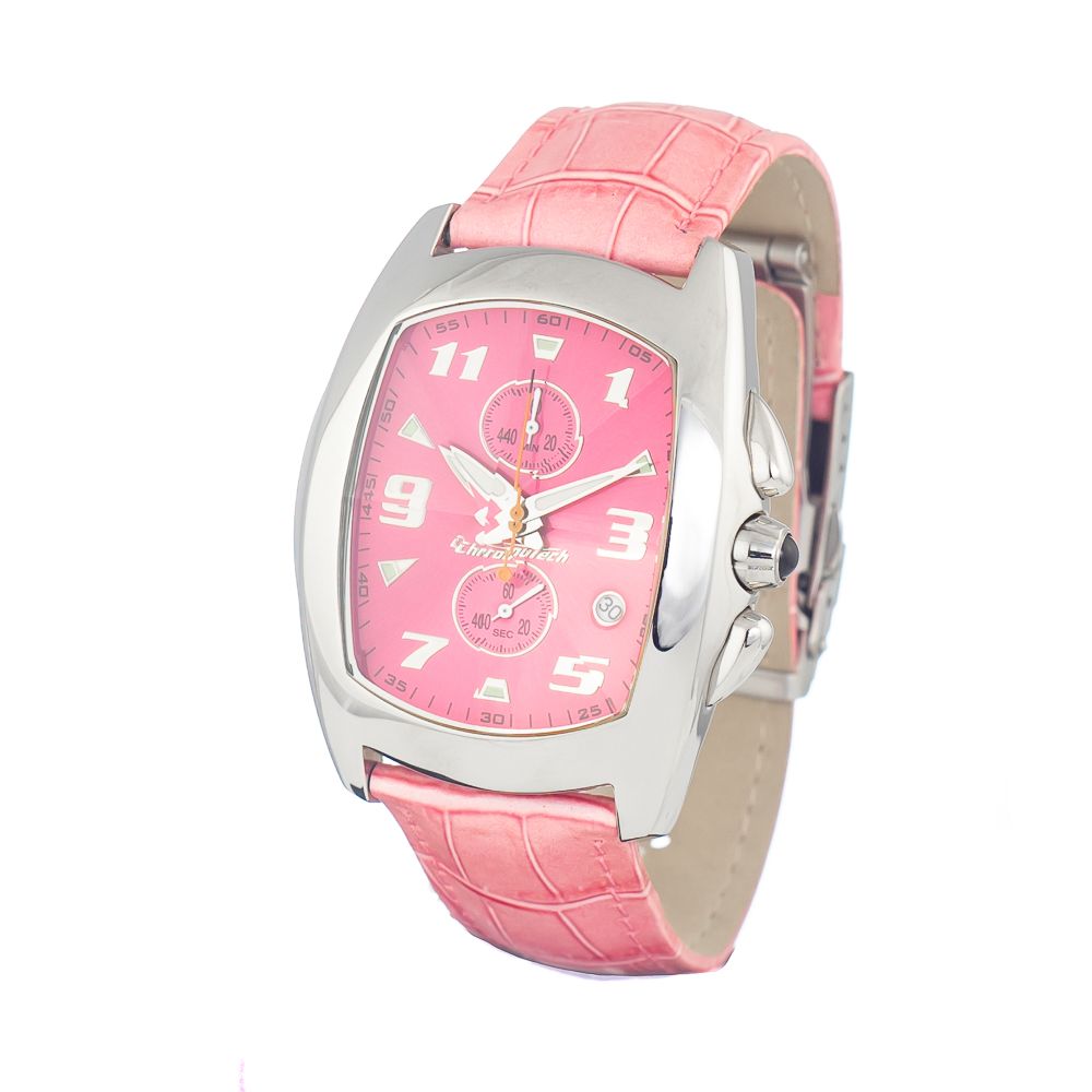 Chronotech Women's Watch, Pink Dial, Silver Steel Bracelet