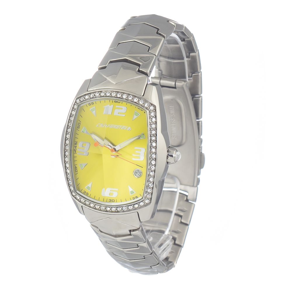 Chronotech Watch, Yellow Dial, Silver Steel Bracelet