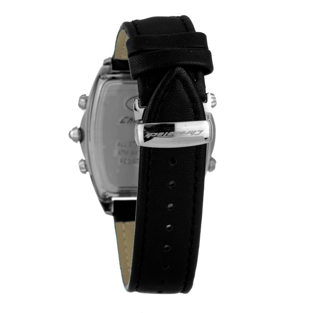 Chronotech Men’s Watch, Bold Design, Black Leather Strap