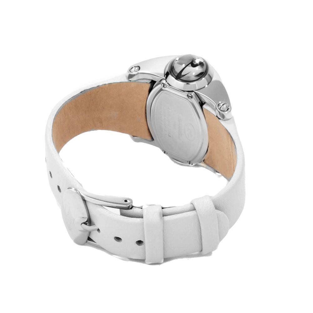 Chronotech Watch, Analog Dial, White Leather Strap