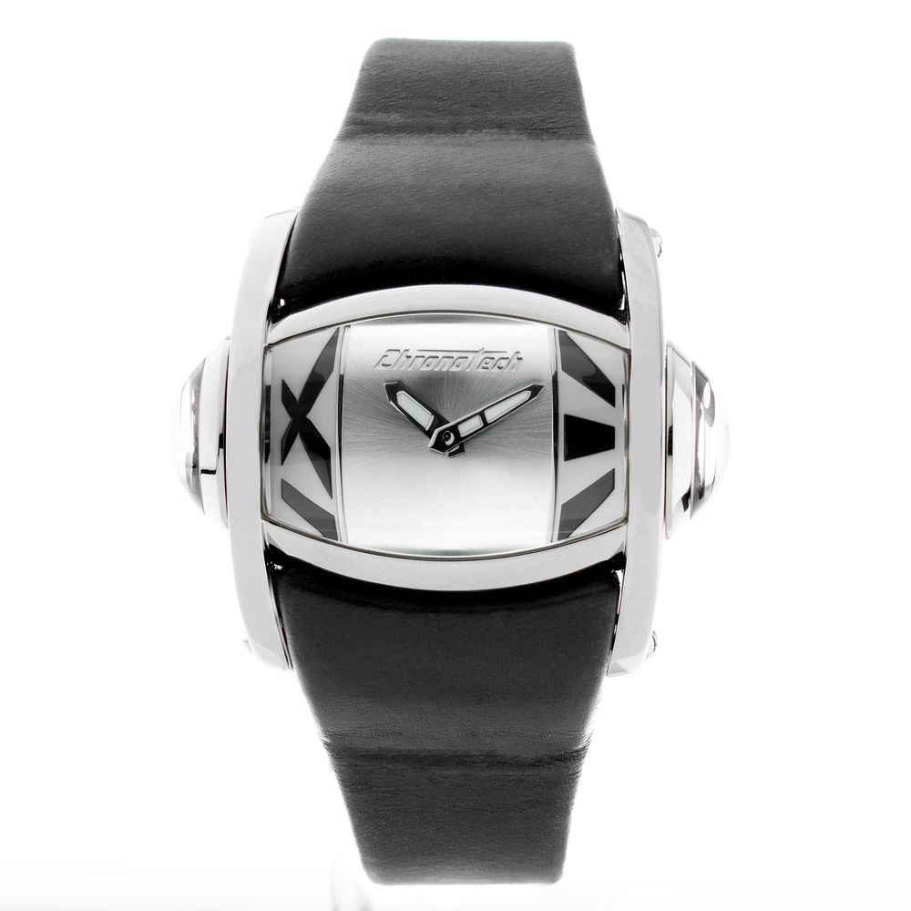 Chronotech Men's Watch, Classic Analog Dial, Black Leather Strap