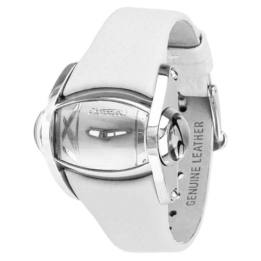 Chronotech Watch, Sleek Design, White Leather Strap