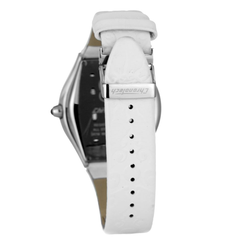 Chronotech Unisex Watch, Sleek Analog Design, White Leather Strap