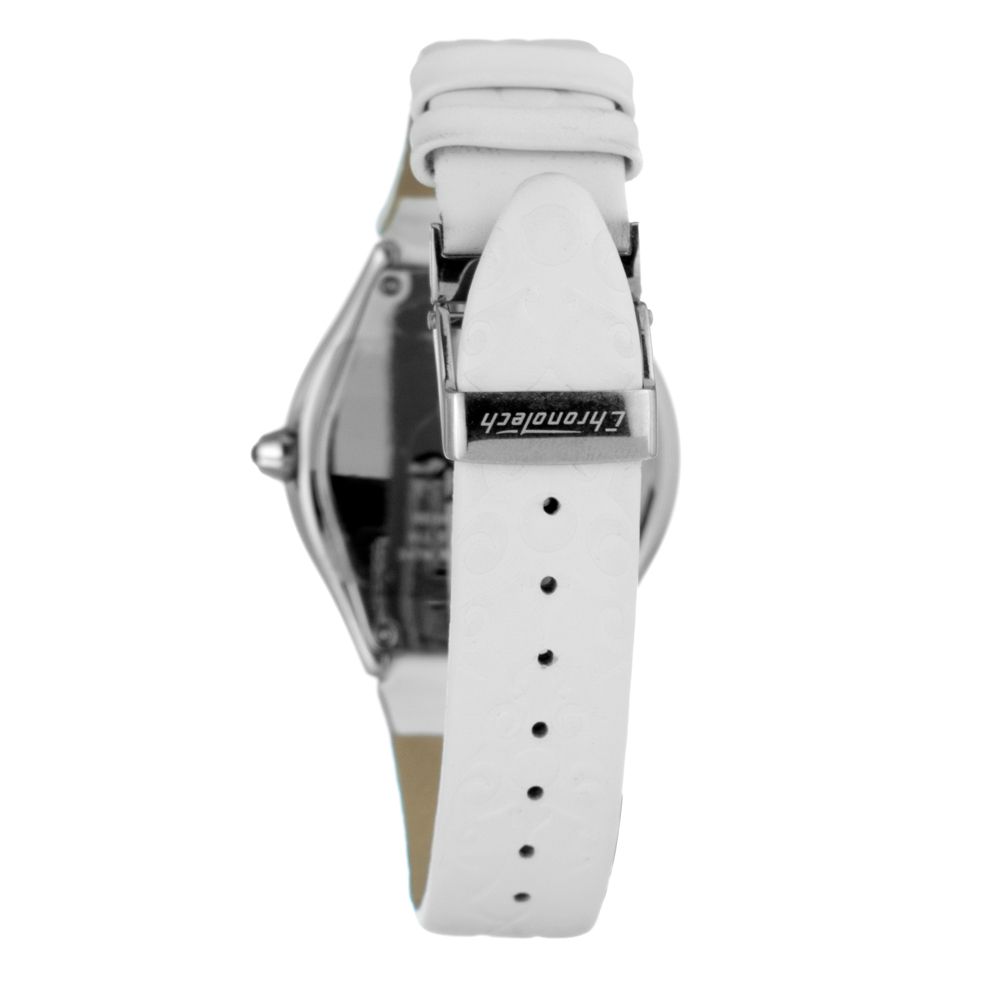 Chronotech Watch, Analog Dial, White Leather Strap