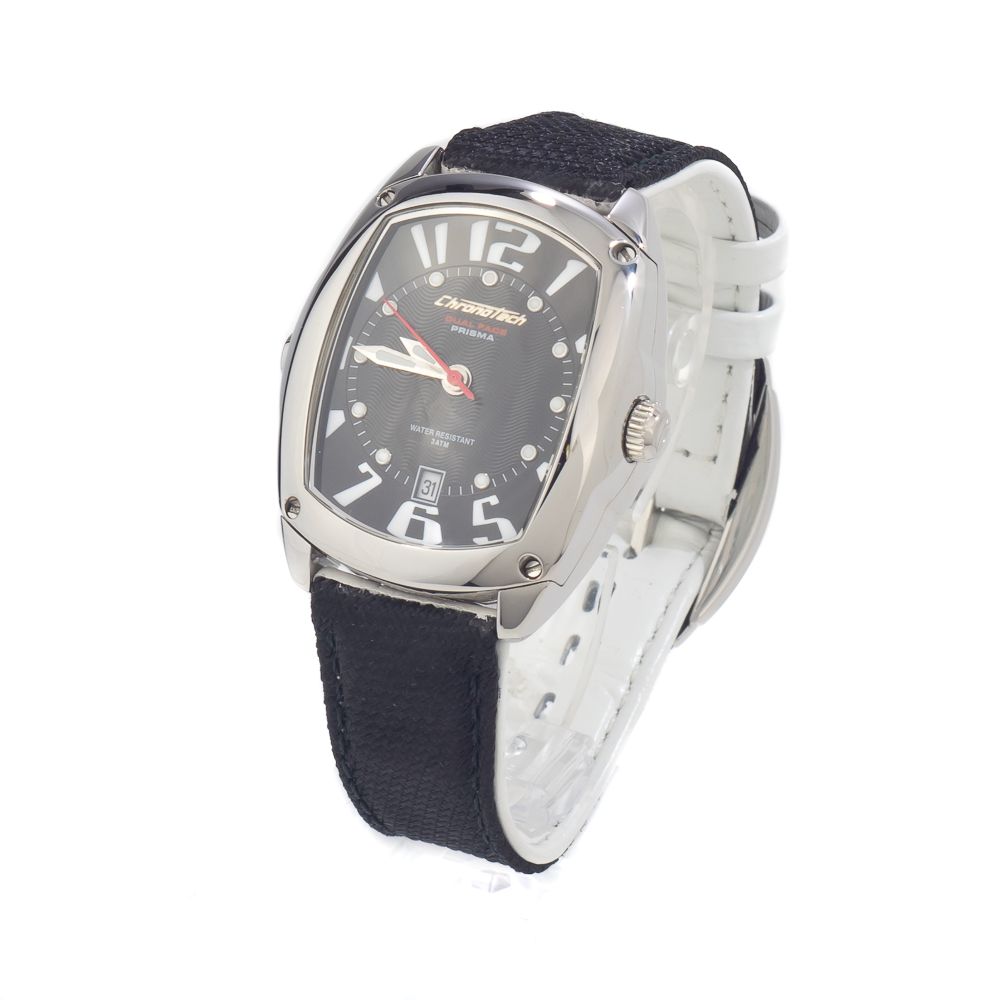 Chronotech Men's Watch, Sleek Analog Dial, Black Leather Strap