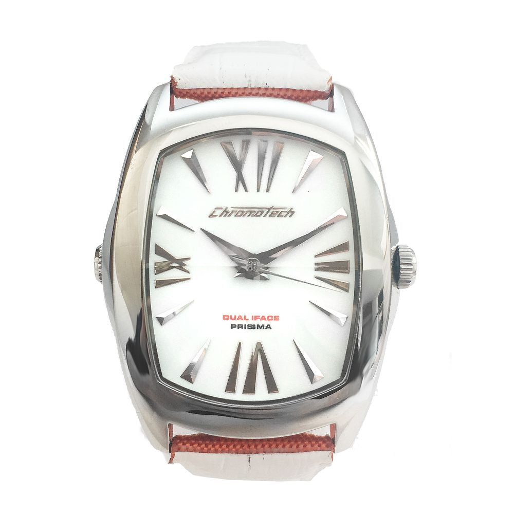 Chronotech Watch, Vibrant Orange Dial, Leather Strap