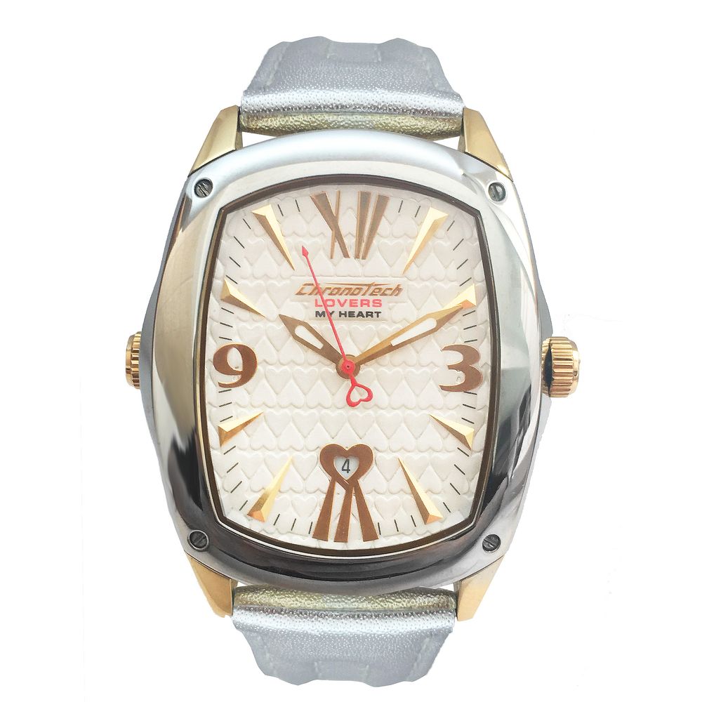 Chronotech Women’s Watch, Chronometer Design, Gold Leather Strap