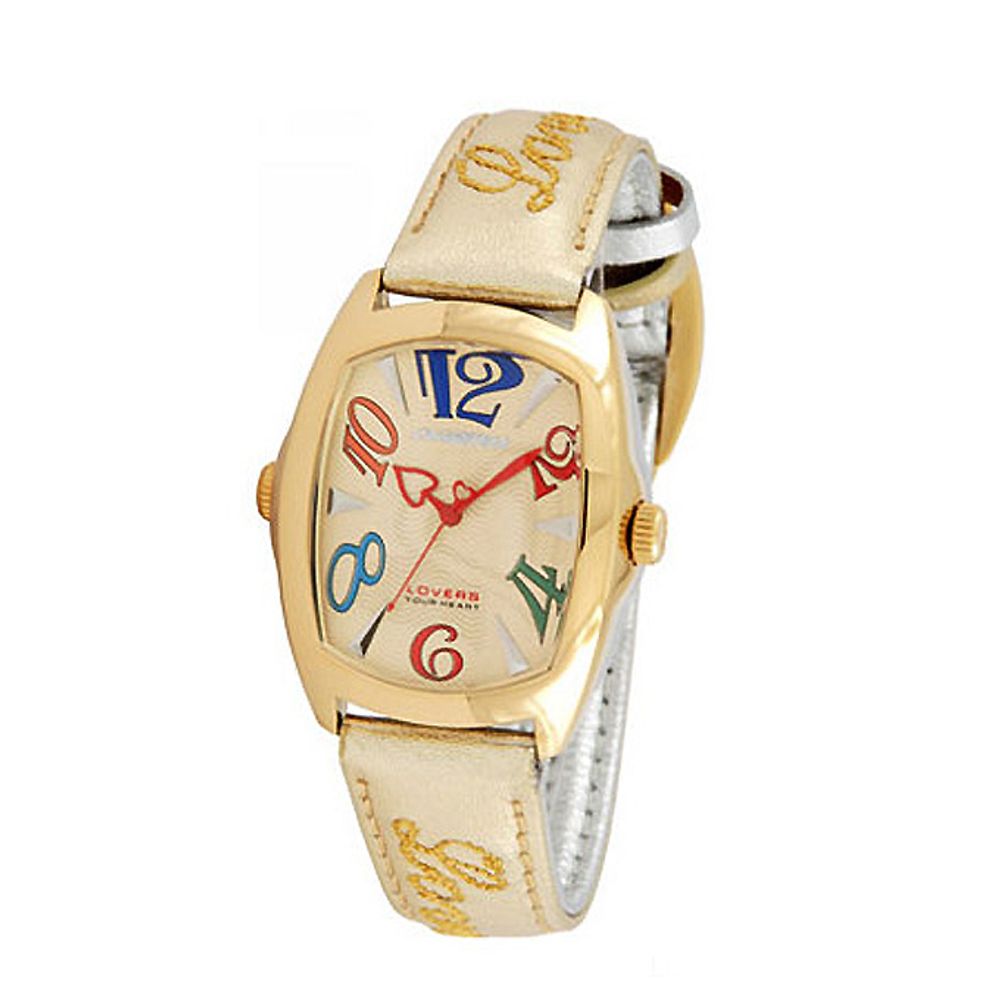 Chronotech Women’s Watch, Chronometer Design, Gold Leather Strap