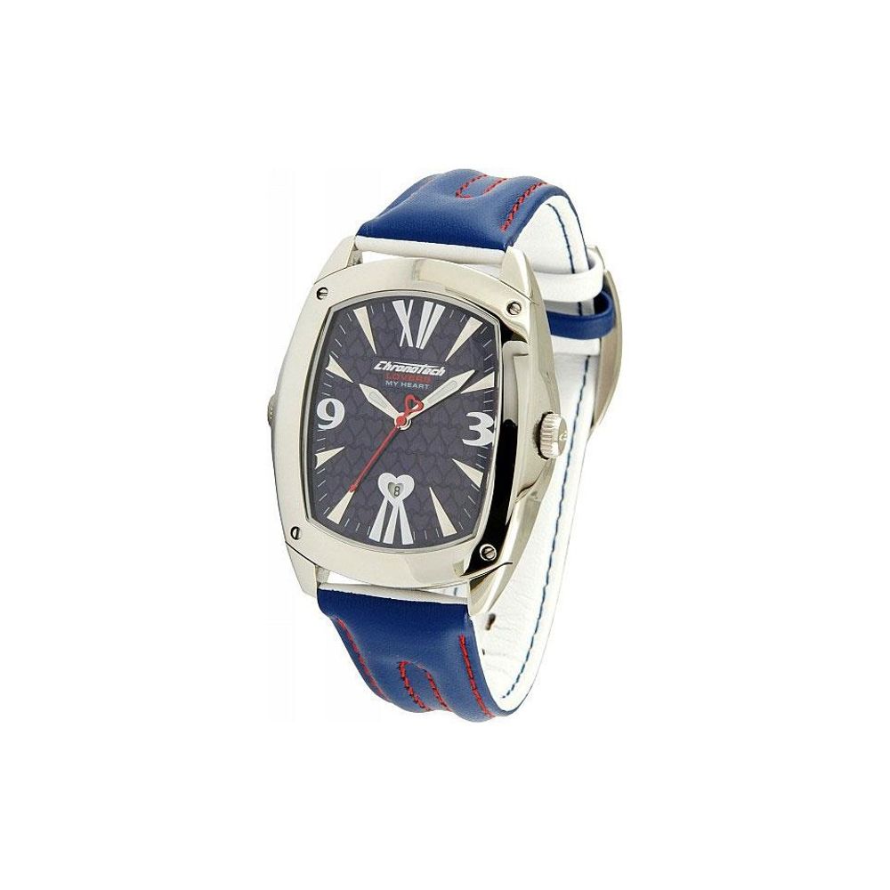 Chronotech Watch, Stylish Blue Dial, Blue Leather Strap