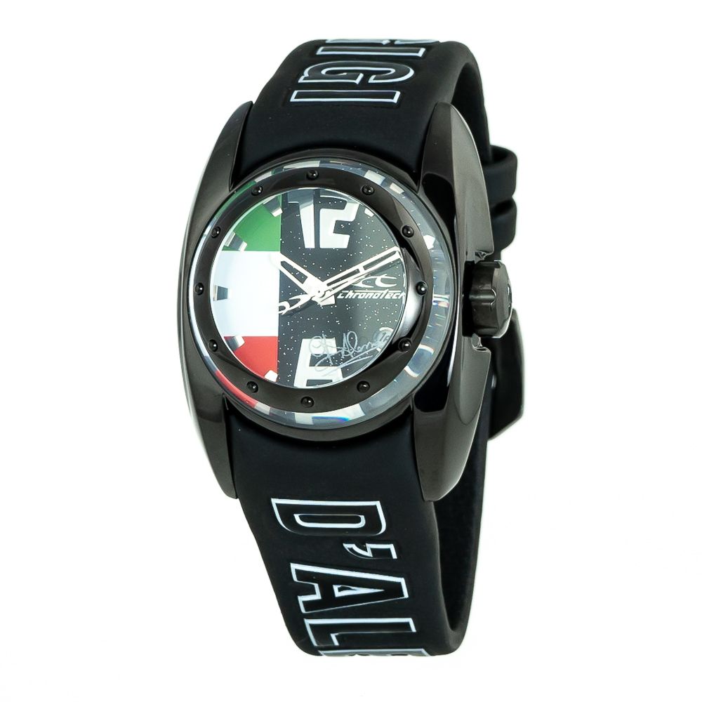 Chronotech Watch, Sleek Analog Dial, Black Rubber Strap