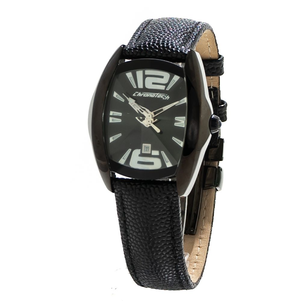 Chronotech Watch, Stylish Analogue Dial, Black Leather Strap