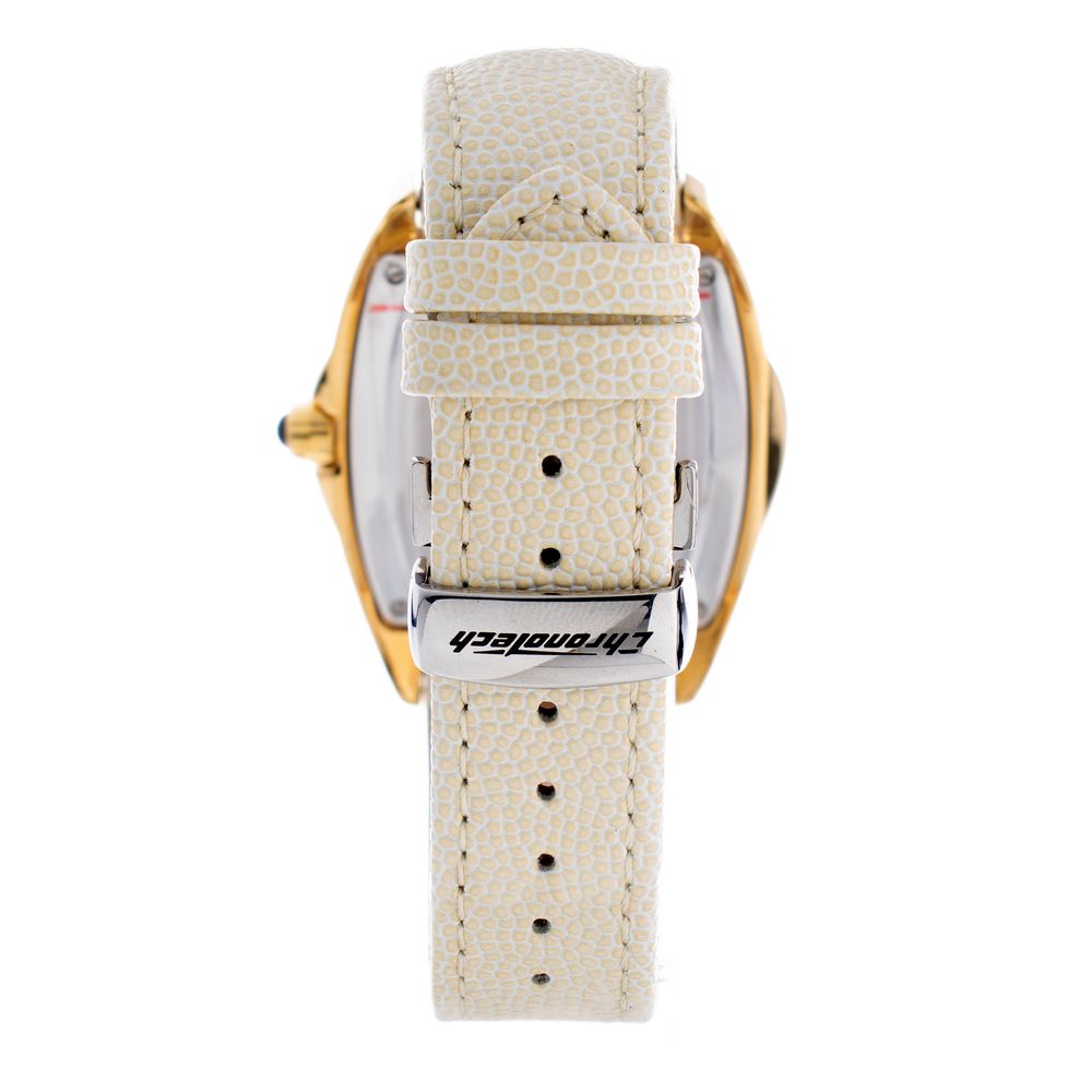 Chronotech Watch, Yellow Dial, Beige Leather Strap