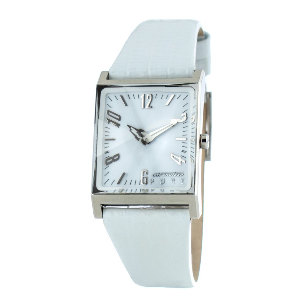 Chronotech Women's Watch, Sleek Design, White Leather Strap