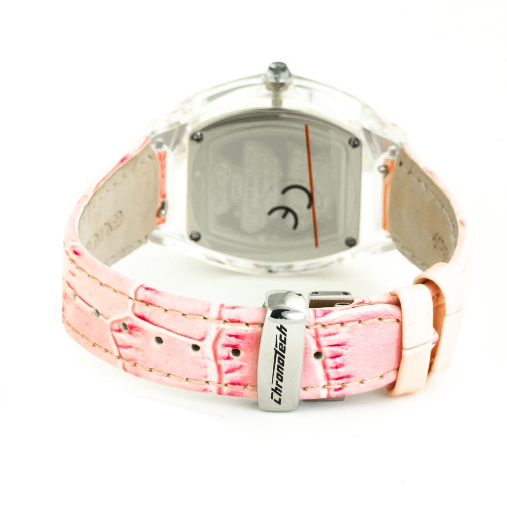 Chronotech Women's Watch, Analog Pink Dial, Pink Leather Strap