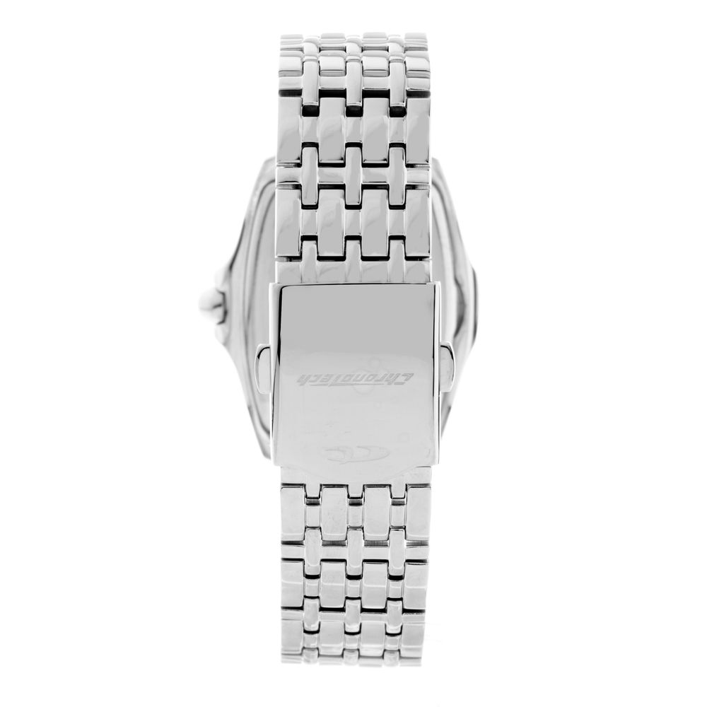Chronotech Women's Watch, Elegant Silver Steel Design, White Dial