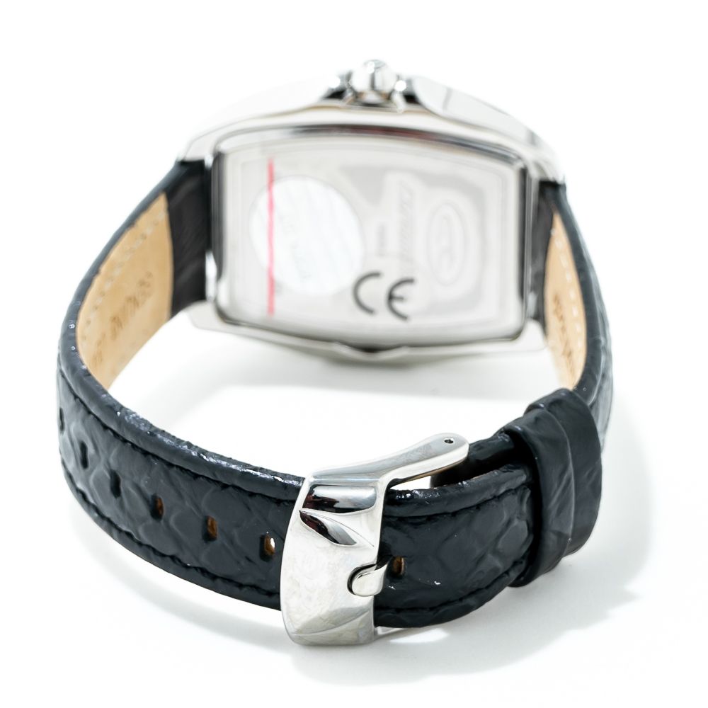 Chronotech Men's Watch, Dynamic Design, Black Leather Strap