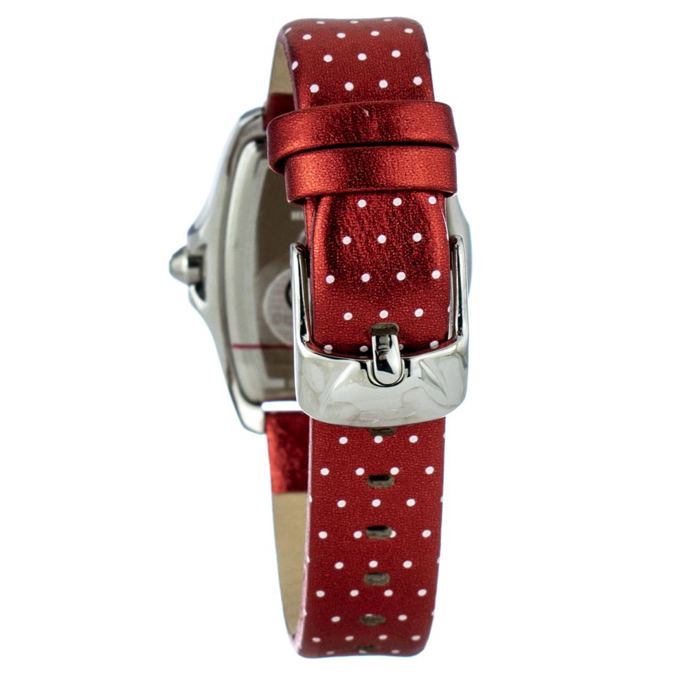 Chronotech Women's Watch, Bold Red Dial, Red Leather Strap