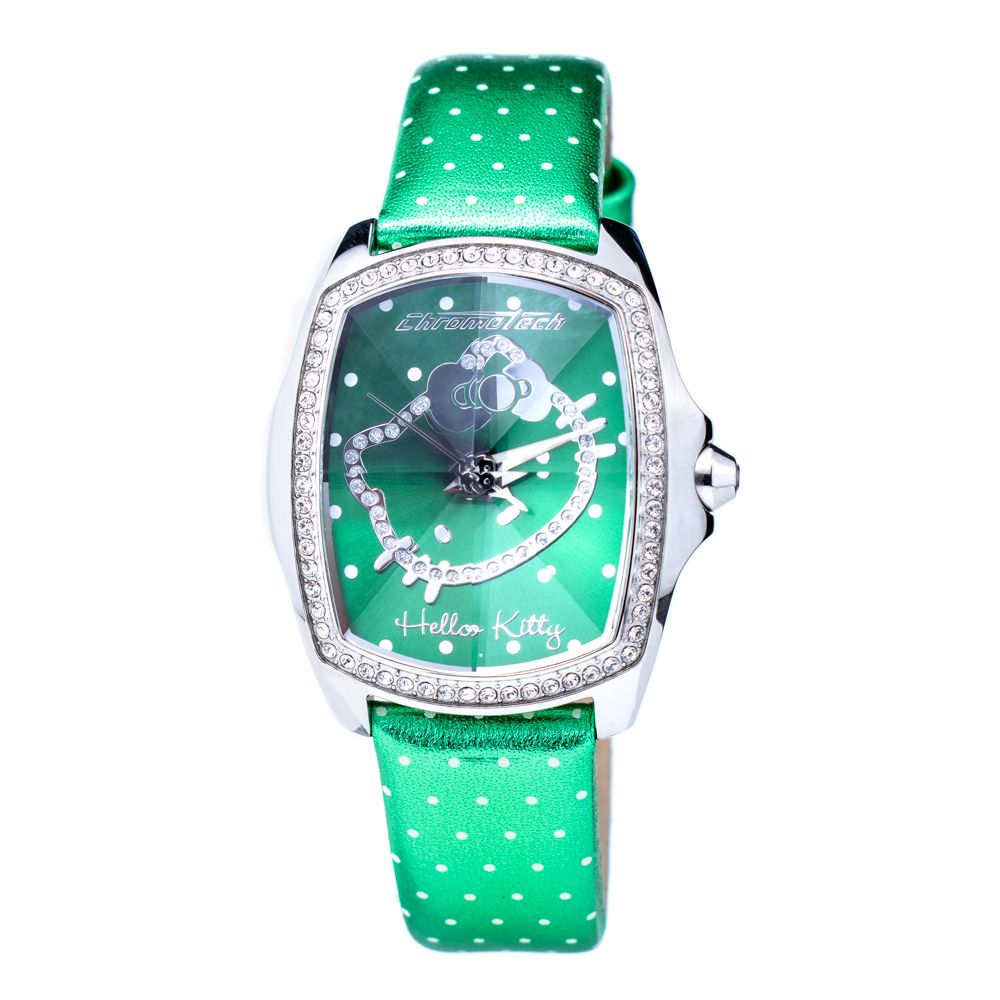 Chronotech Watch, Green Dial, Green Leather Strap