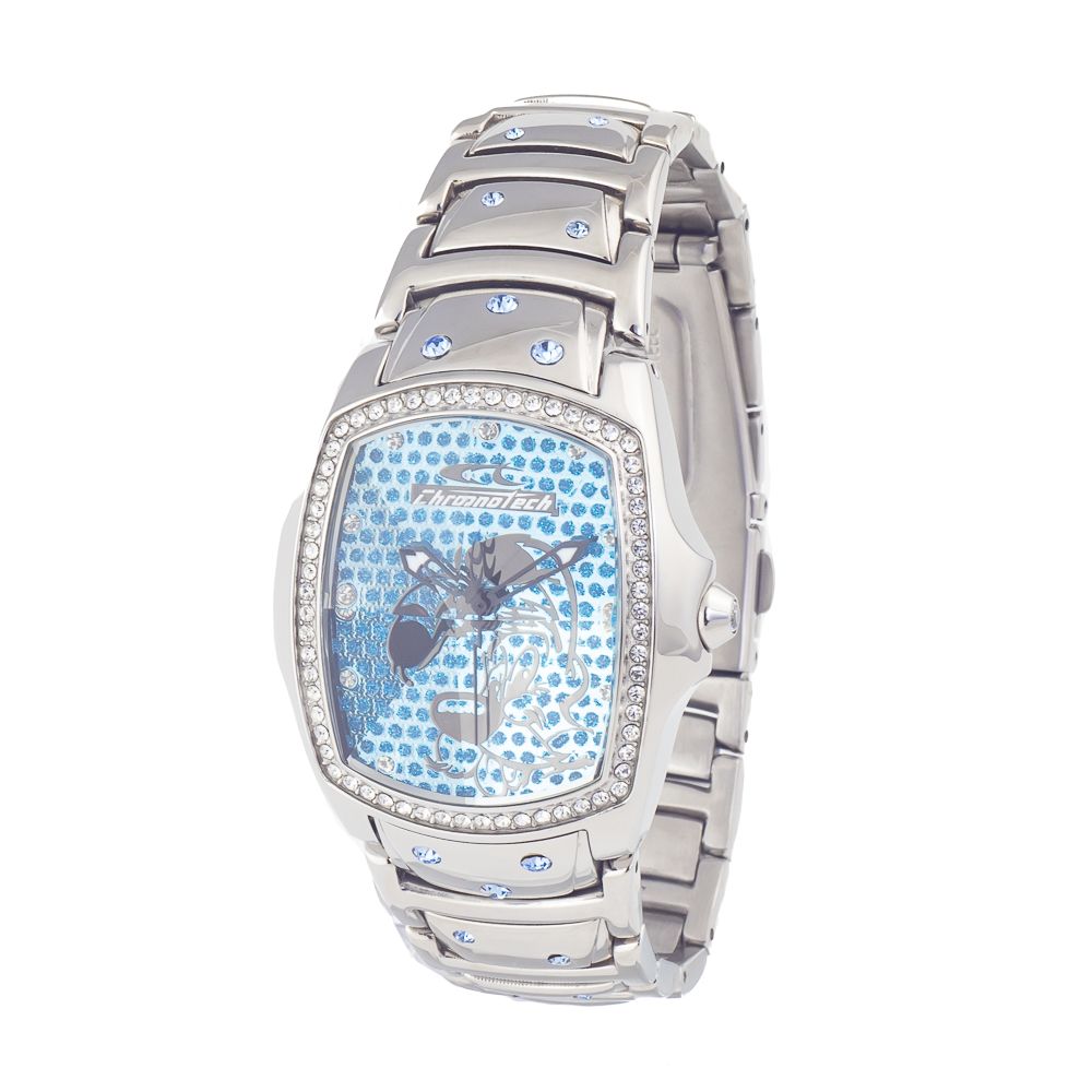 Chronotech Watch, Stylish Blue Dial, Stainless Steel Bracelet