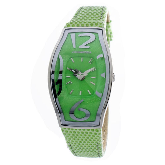 Chronotech Watch, Striking Green Dial, Green Leather Strap