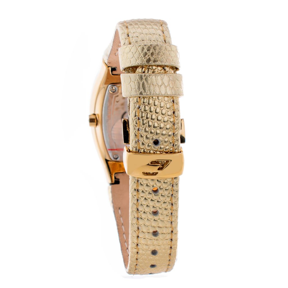 Chronotech Women’s Watch, Golden Dial, Gold Leather Strap