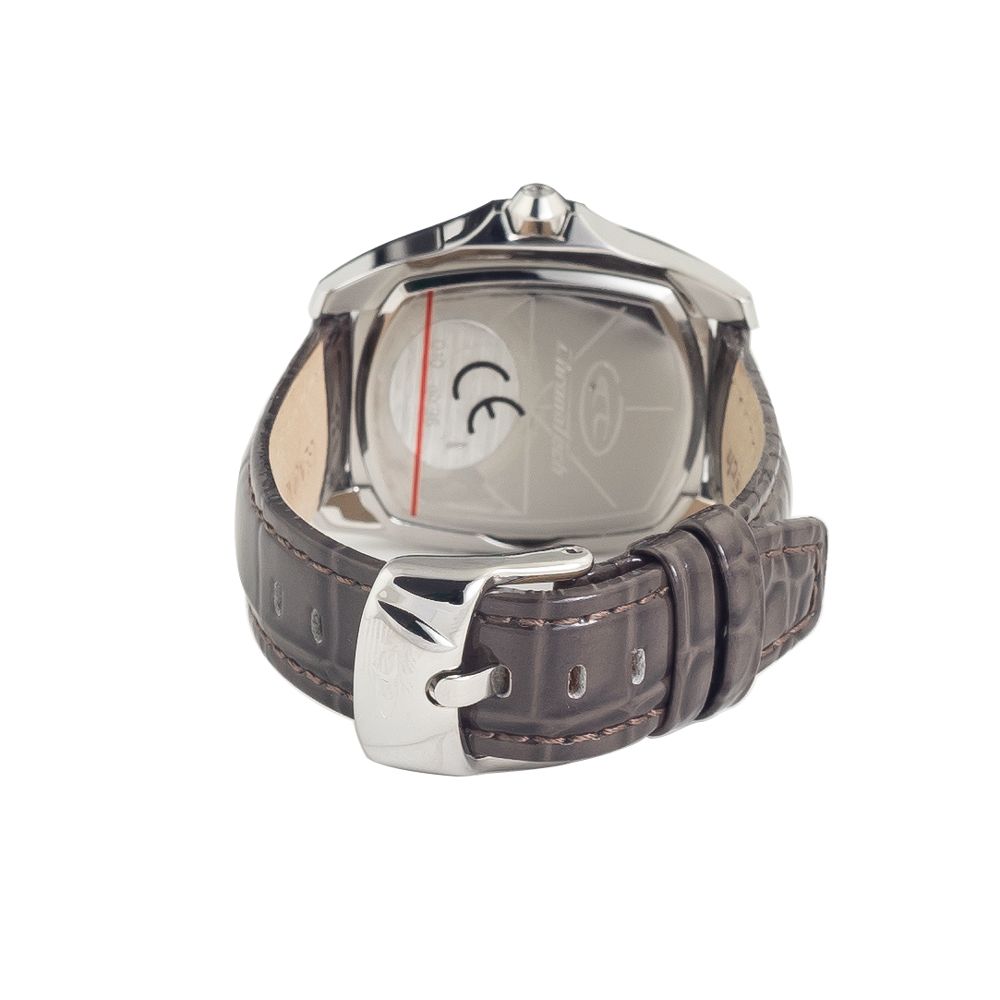 Chronotech Watch, Bold Black Dial, Black Leather Strap