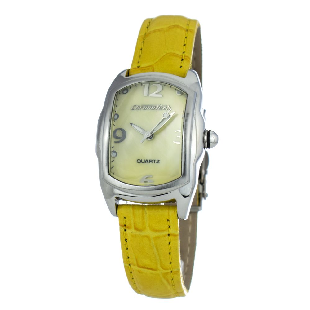 Chronotech Women's Watch, Striking Yellow Dial, Yellow Leather Strap